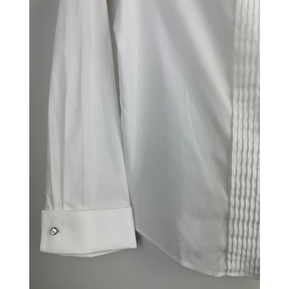 NWT Talbots Pleated Diamond Button Up Shirt LS Wrinkle Resistant White Size 14 - Picture 7 of 16